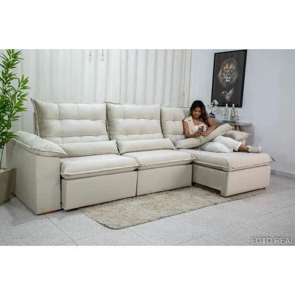 Sofá Retrátil Reclinável 3.20m Soft Molas Bonnel rf654 - Foto 3