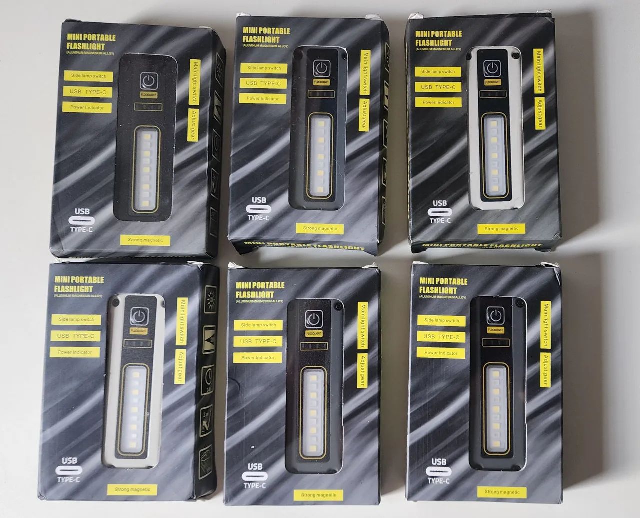 Bateria de Celular e Mini Lanterna Portátil Recarregável USB Tipo C