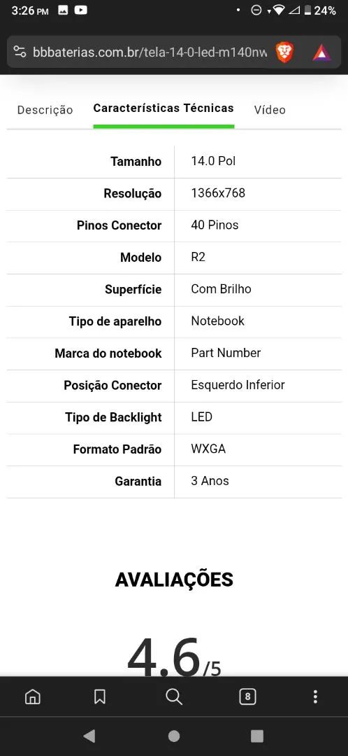 Tela de Notebook STI M140NWR2 - Foto 4
