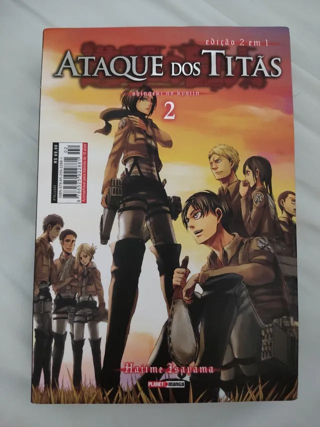 Dois mangás "Ataque dos Titãs" 2 em 1 - volumes 1 e 2 - Foto 4