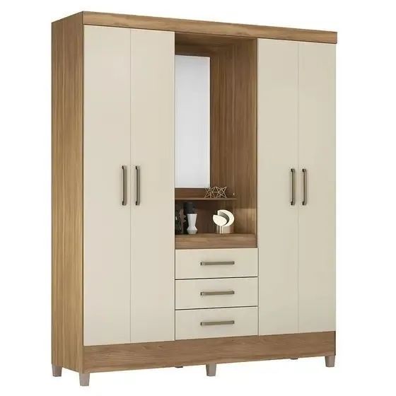 Guarda Roupa Capelinha 4 Portas 3 Gavetas com Espelho  FAZEMOS ENTREGAS - Foto 2