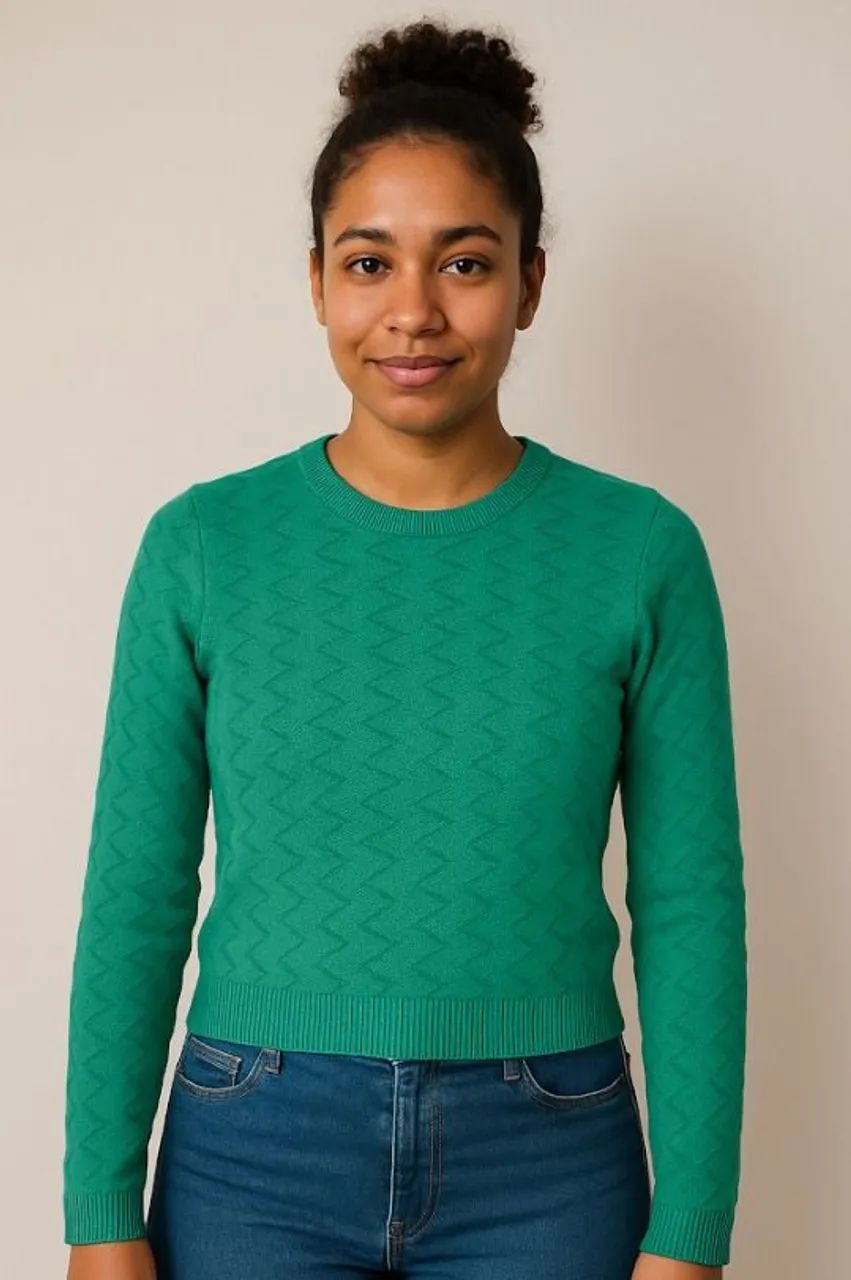 Tricot zigue-zague verde - P