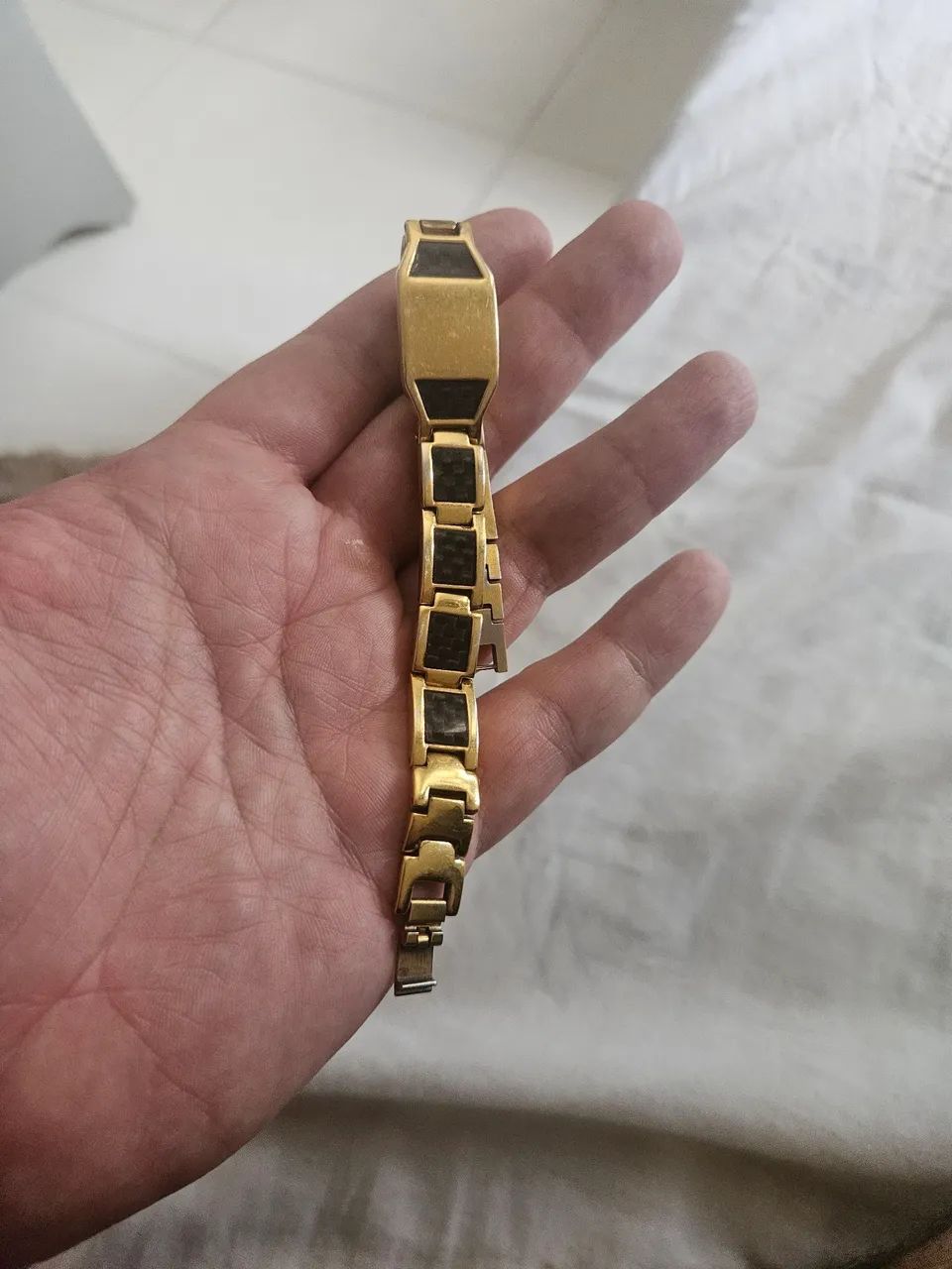Bracelete de aço com banho de ouro - Foto 3