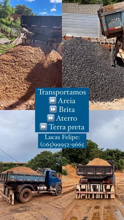 Areia, Brita, Aterro e Terra Preta - Entregamos em todo o estado!