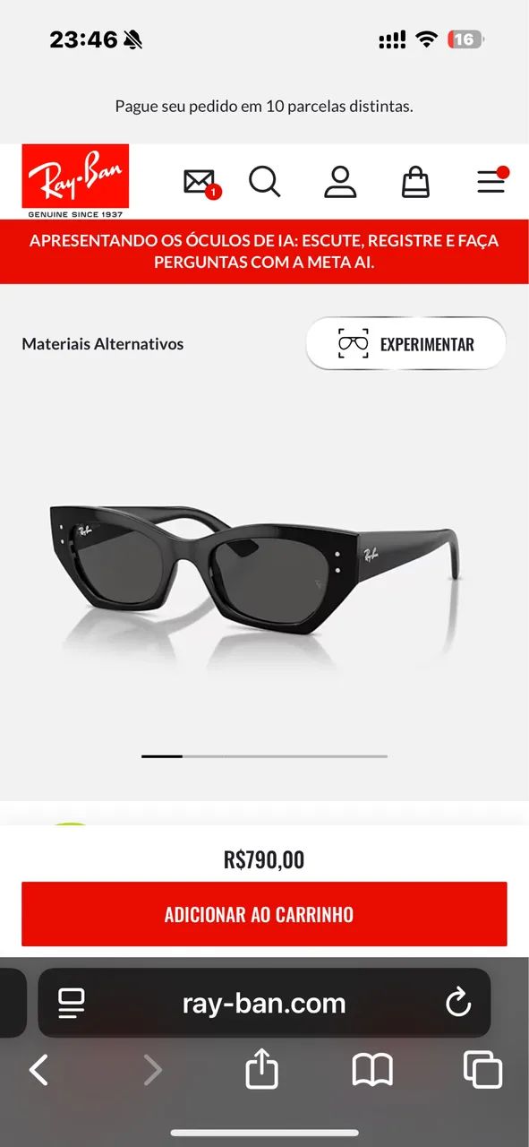 Óculos de sol Ray Ban Zena Bio Based preto