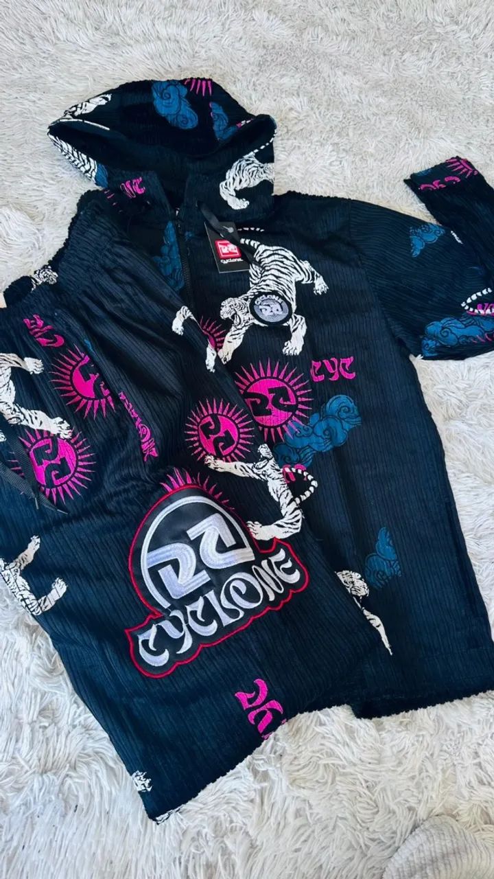 CONJUNTO JAQUETA E CALÇA TIGRE DE VELUDO CYCLONE - Roupas Esportivas ...