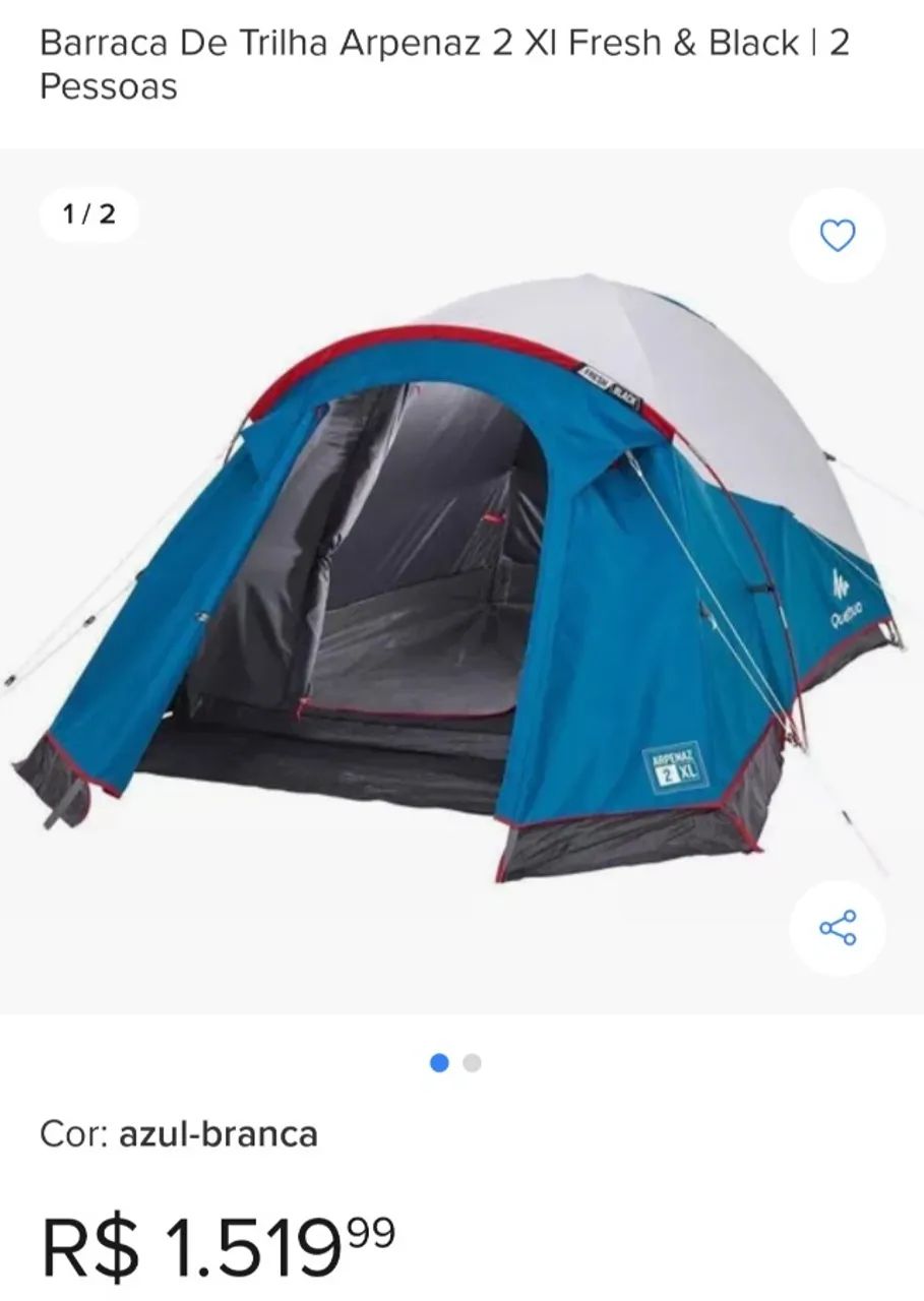 Barraca Arpenaz 2 XL Quechua Fresh Black | Seminova | Oportunidade! | Leia todo o anúncio! - Foto 3