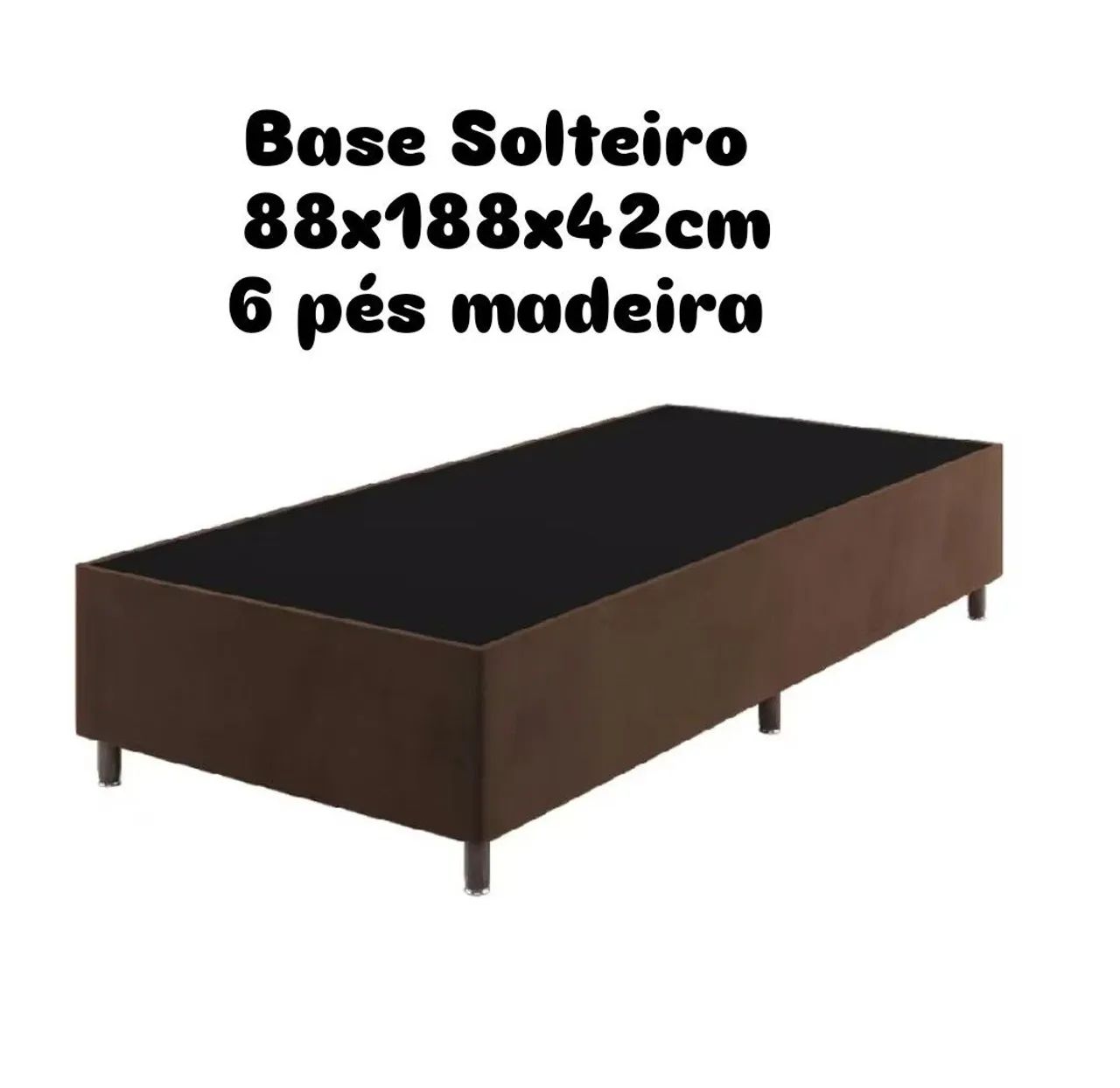 Base Solteiro 88x188x42cm 6 pés Madeira