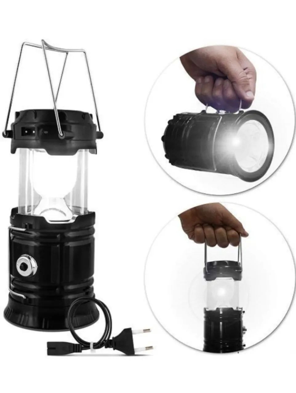 Lampião Camping Solar Led USB Lanterna Bateria Recarregável - Foto 5