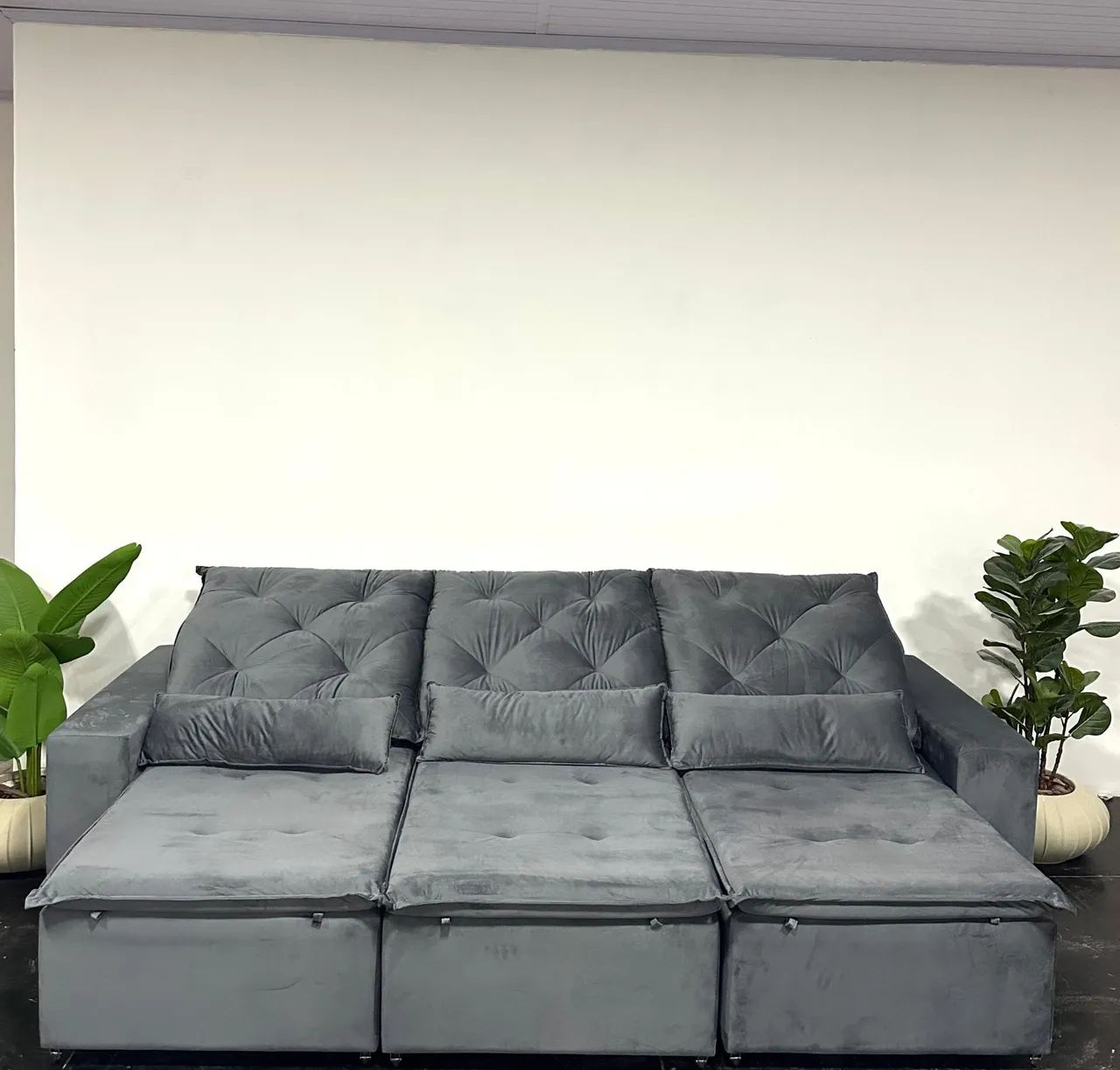 Sofá Cinza Modular com Chaise