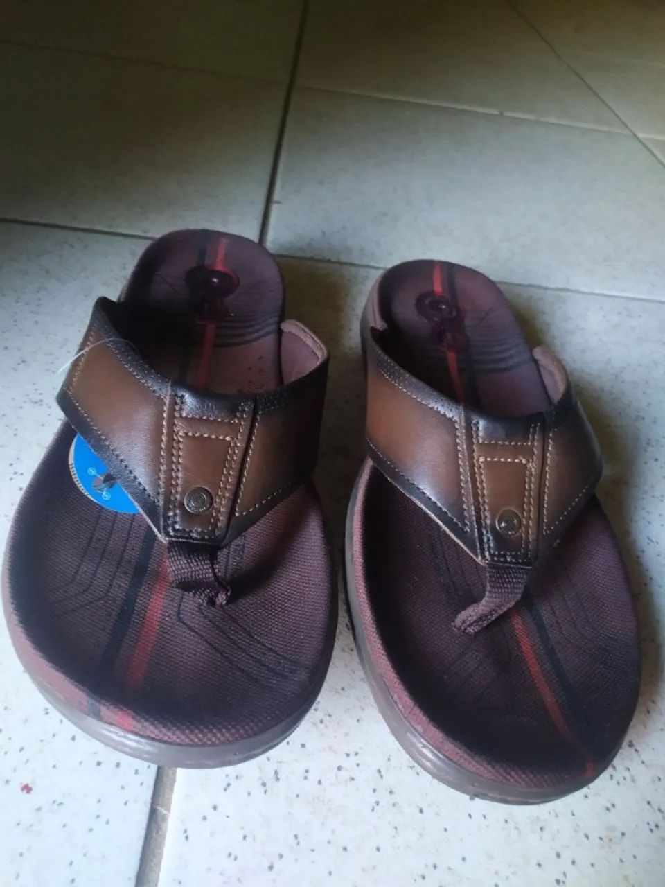 Chinelo Pegada Masculino em Couro Tamanho 48