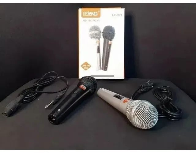 Kit 1 Par De Microfone Com Fio Profissional Dinâmico Igreja e Eventos - Foto 3
