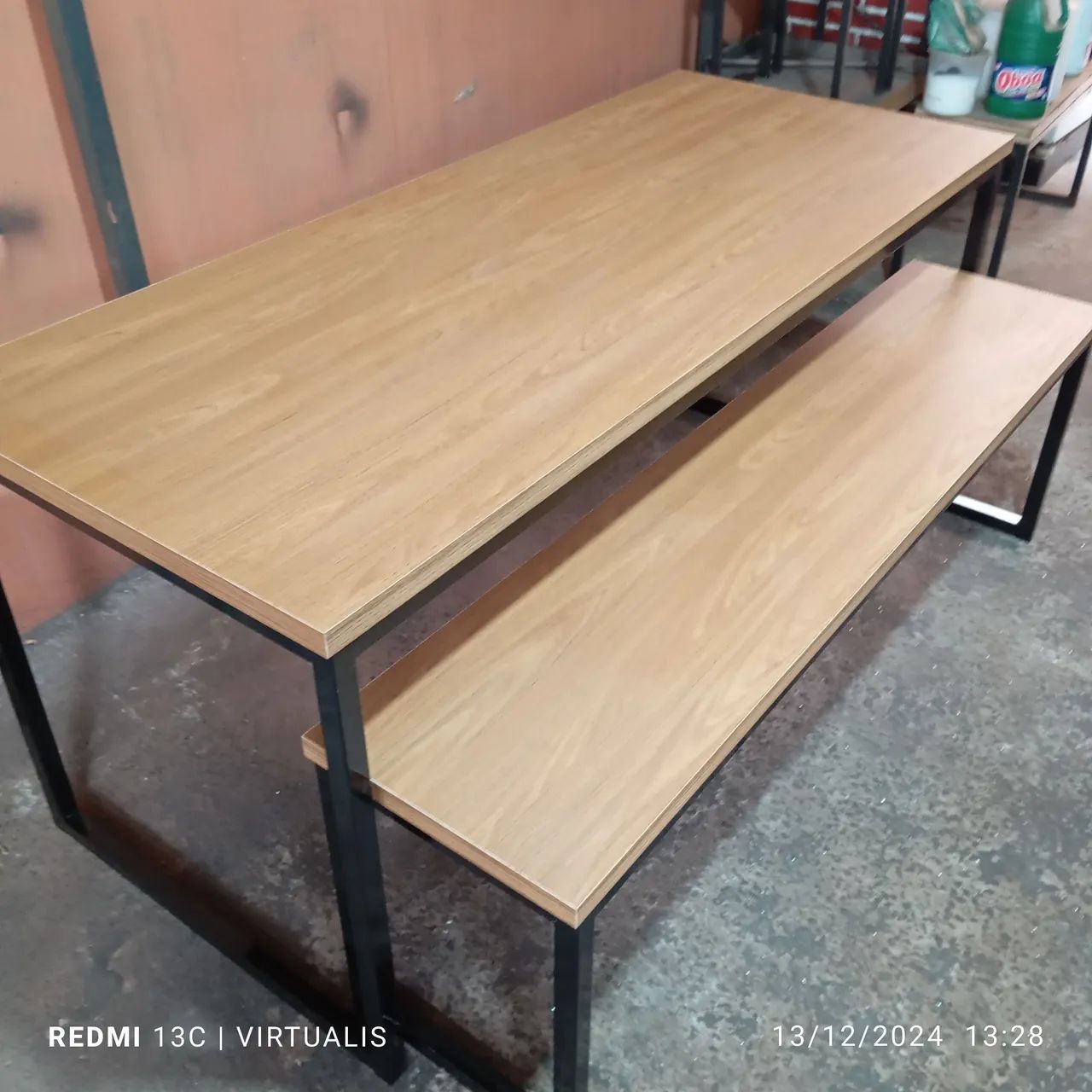 Mesa de Jantar com Banco em Aço e Mdf - Foto 5