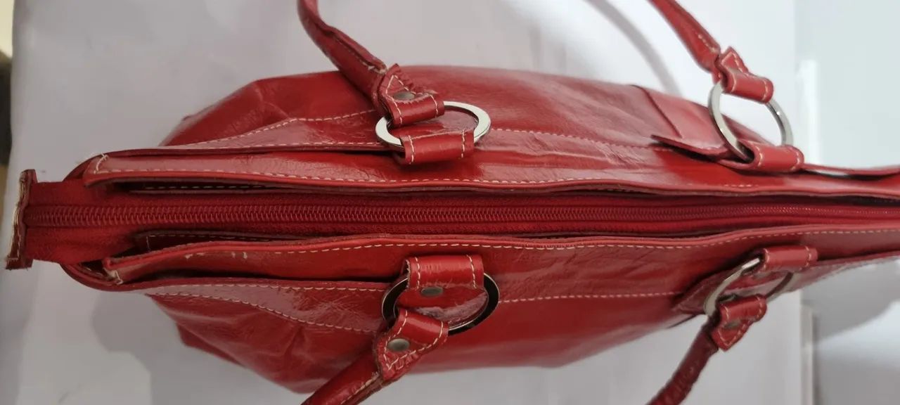 Bolsa couro legitimo vermelha - Foto 2