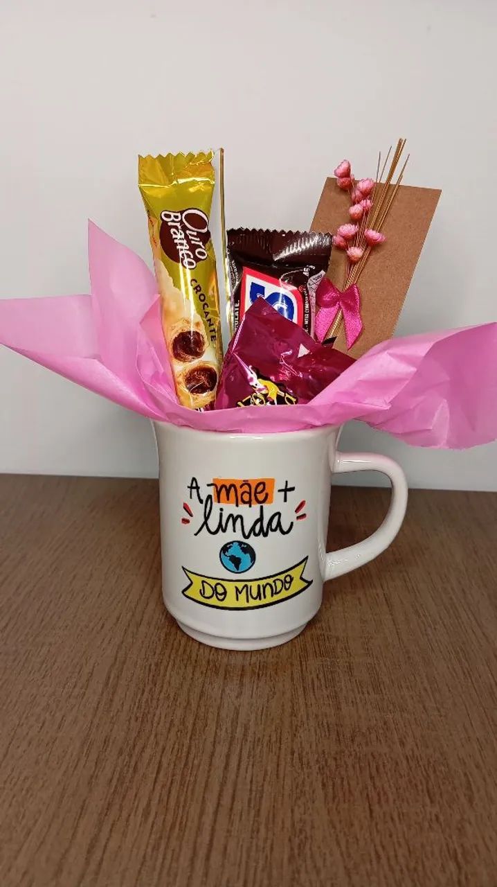 Caneca com chocolates - Dia das Mães 