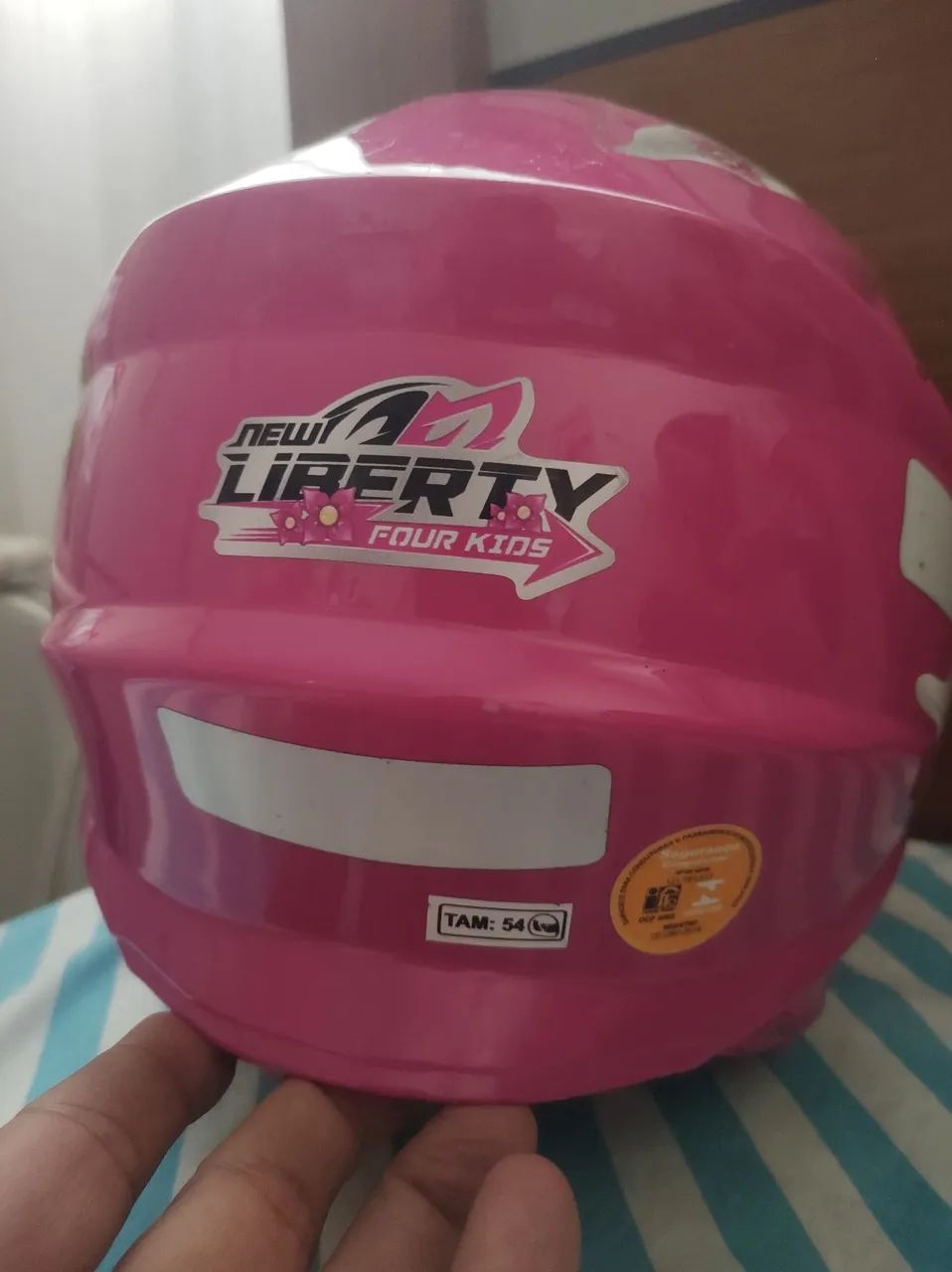 Capacete de moto infantil rosa tam. 54 - Foto 4
