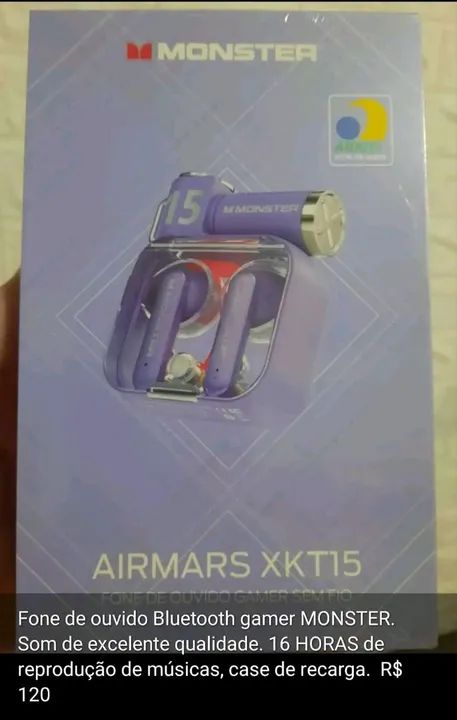 Fone de ouvido Bluetooth MONSTER. 16 HORAS DE REPRODUÇÃO.