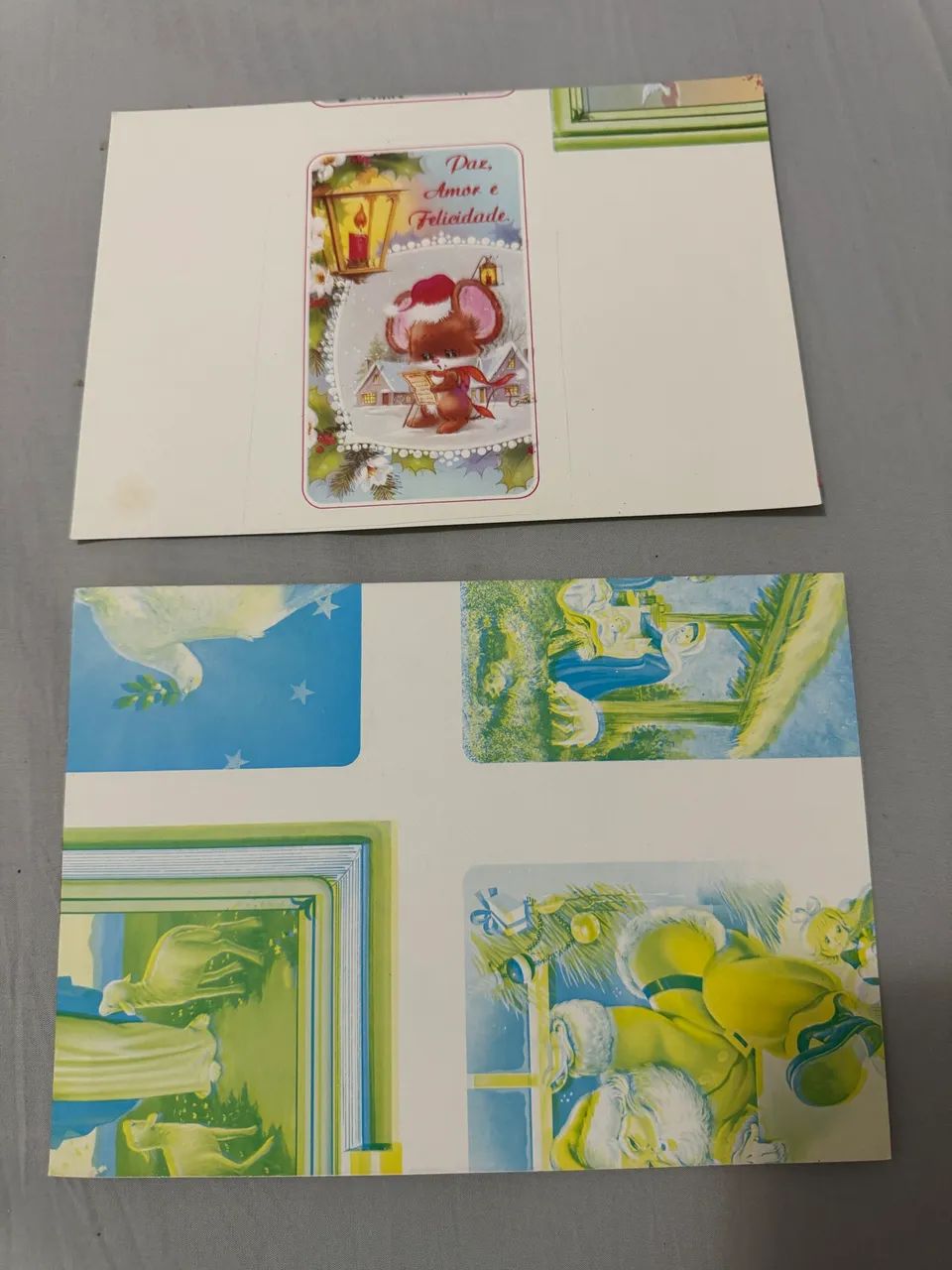 Kit 2 papéis de carta/ cartão raro , frente e verso com imagens e frases , década de 80/90 - Foto 2