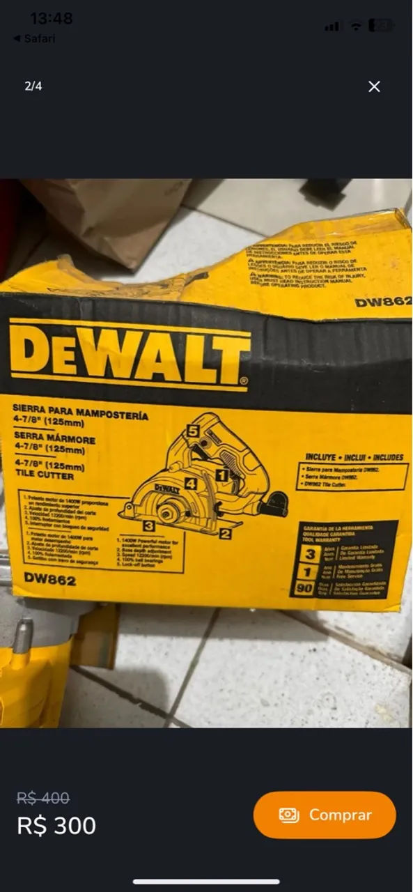 Serra Mármore Dewalt DW862 4-7/8" (125mm)