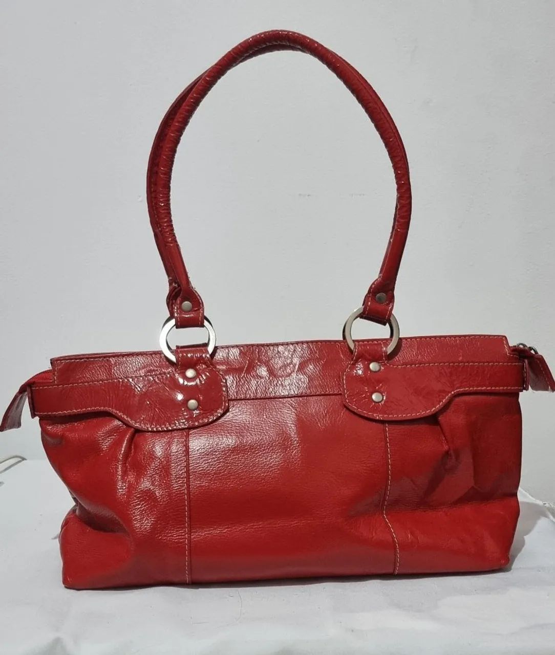 Bolsa couro legitimo vermelha