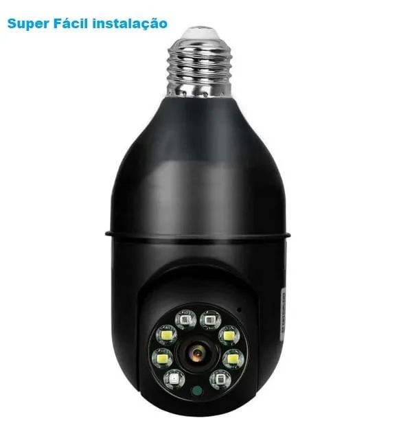 Câmera Bulbo Ip Wi-fi 360 Graus Black - Foto 4
