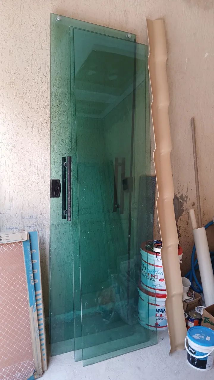 Porta 4 Folhas Blindex Verde + fechadura