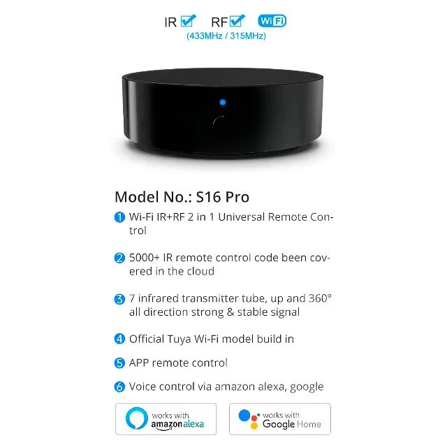 Controle Remoto Wifi IR RF 433MHz 315MHz Portão TV Ar Cond. Infravermelho Alexa Google - Foto 2
