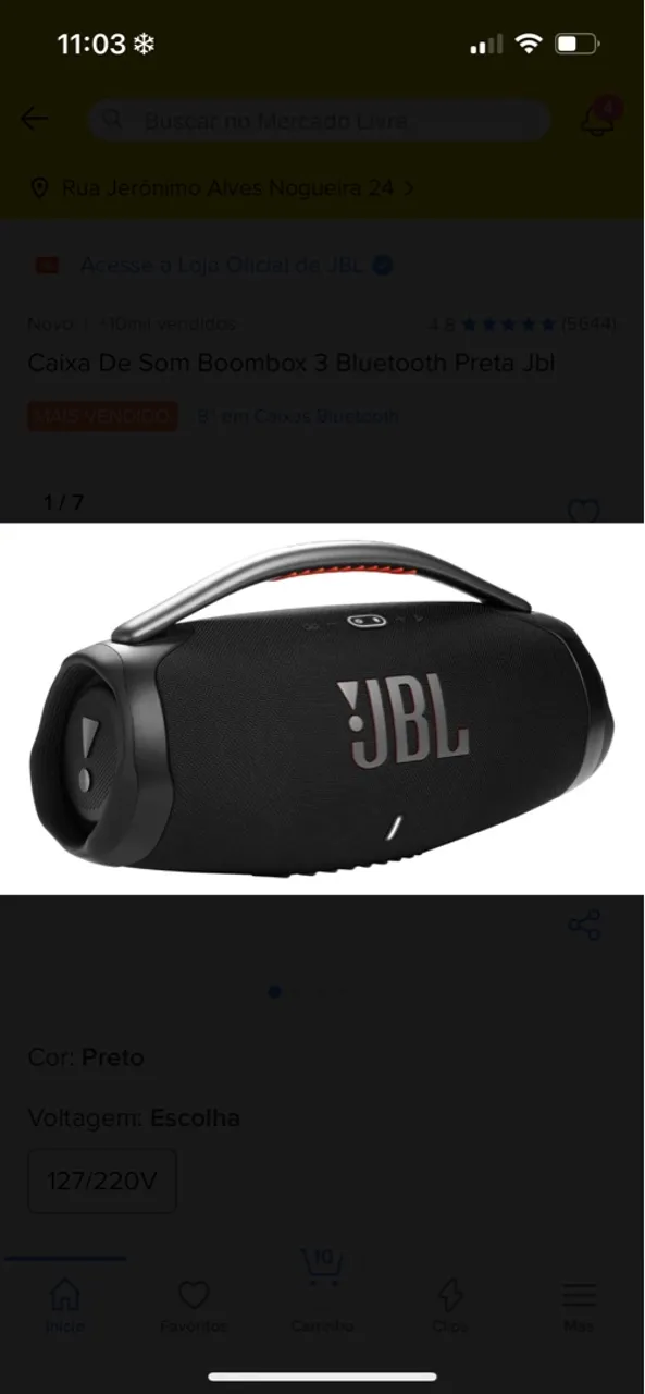 Caixa De Som Boombox 3 Bluetooth Preta Jbl