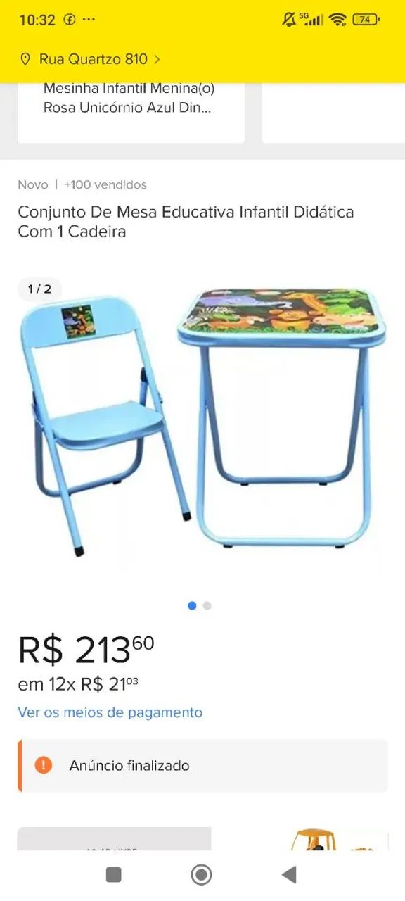 Conjunto Mesa Infantil Didática Com 1 Cadeira - Unicórnio