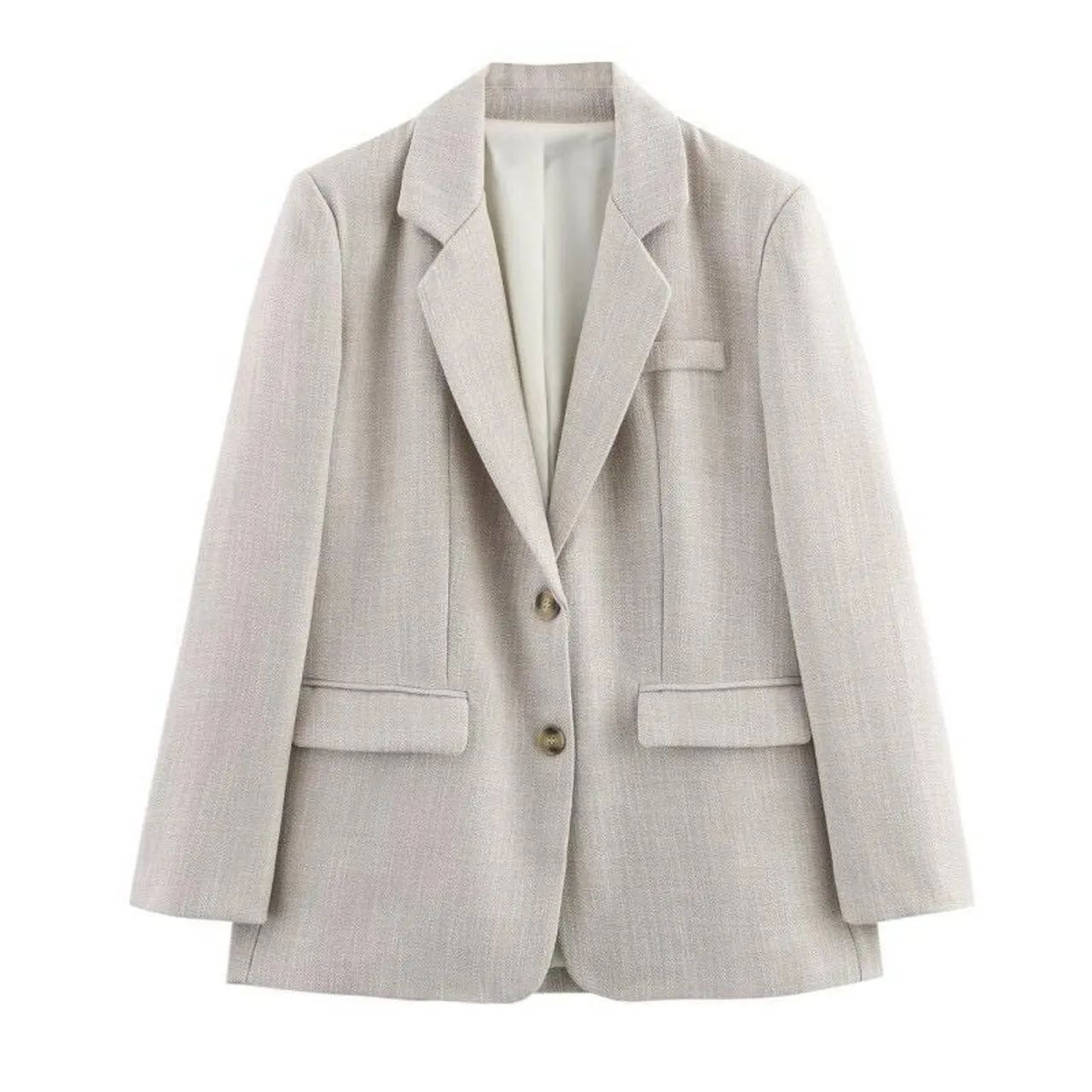 Blazer de lapela de manga comprida com ombreiras  - Foto 2