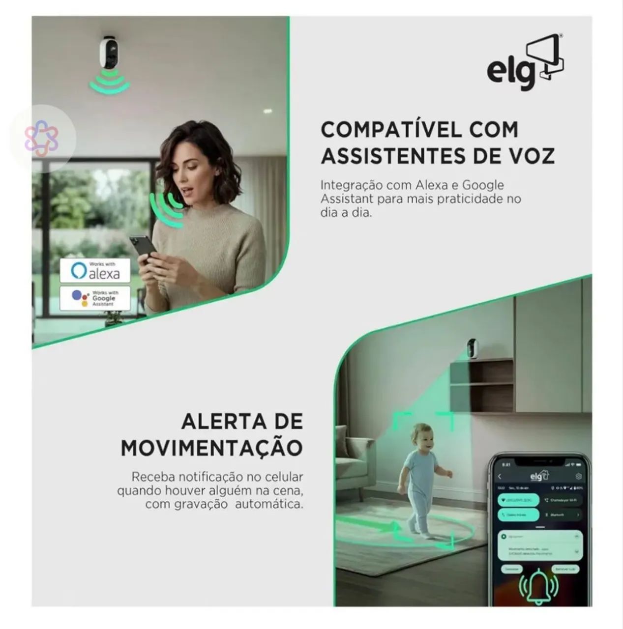 Câmera Robô 360° ELG, SHCR600, Full HD, Wi-Fi, Zoom 6x, Alexa - Foto 2