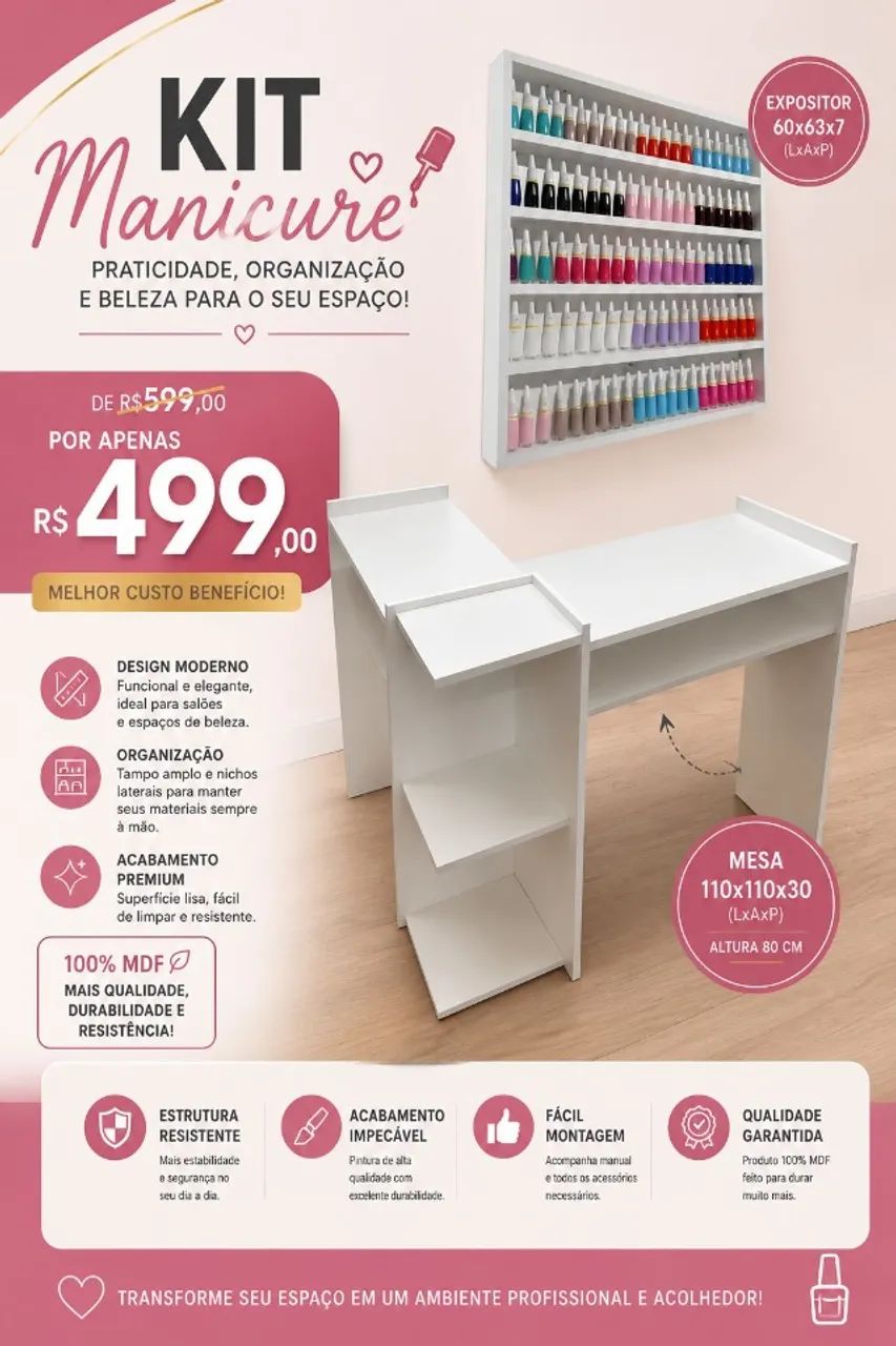 KIT MESA CM EXPOSITOR MDF NOVO 