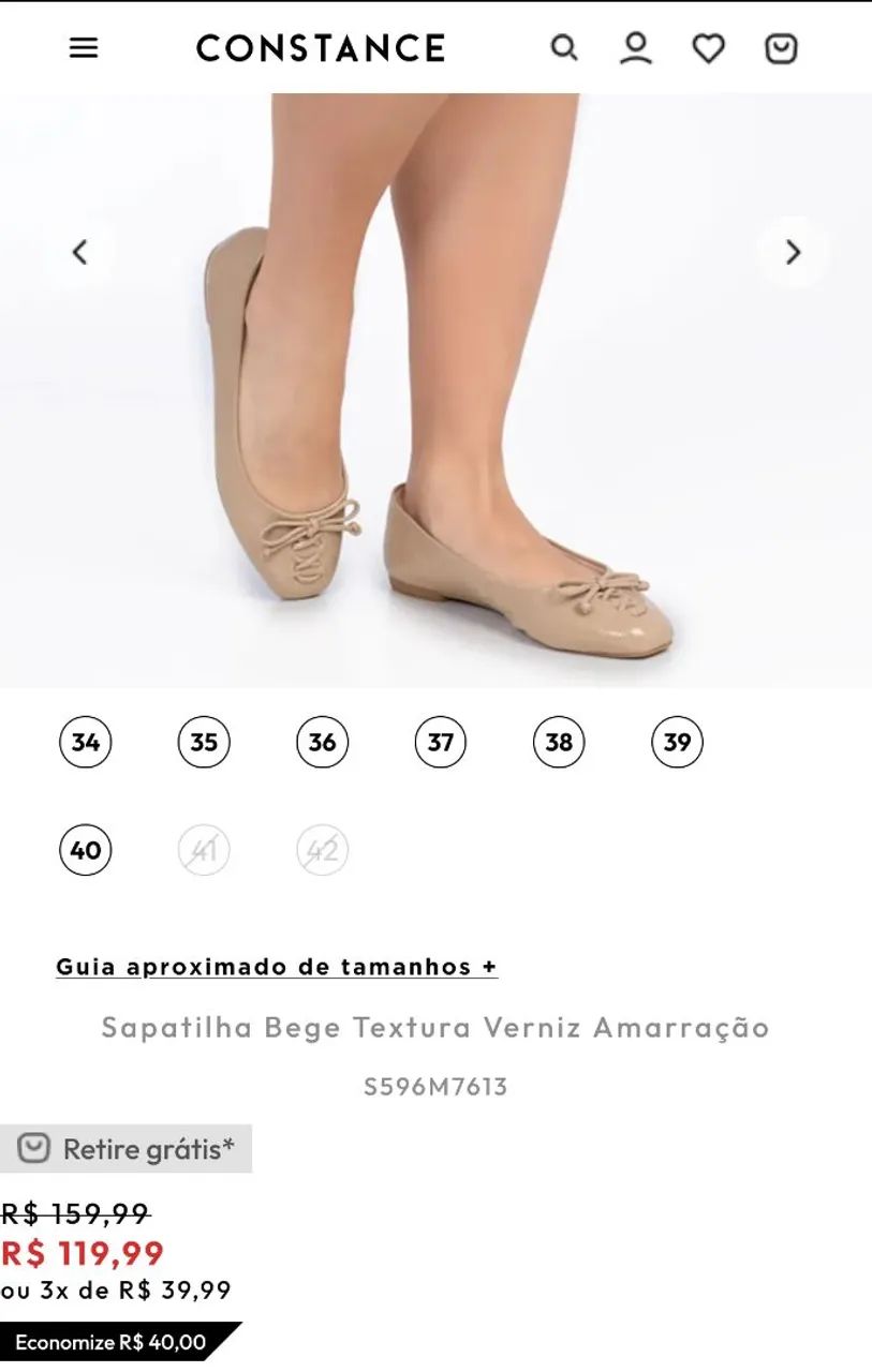 Sapatilha Constance 37 bege nova - Foto 3