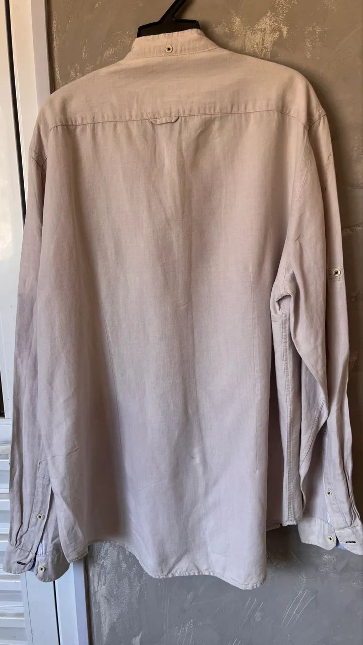camisa zara man slim fit bege - Foto 2