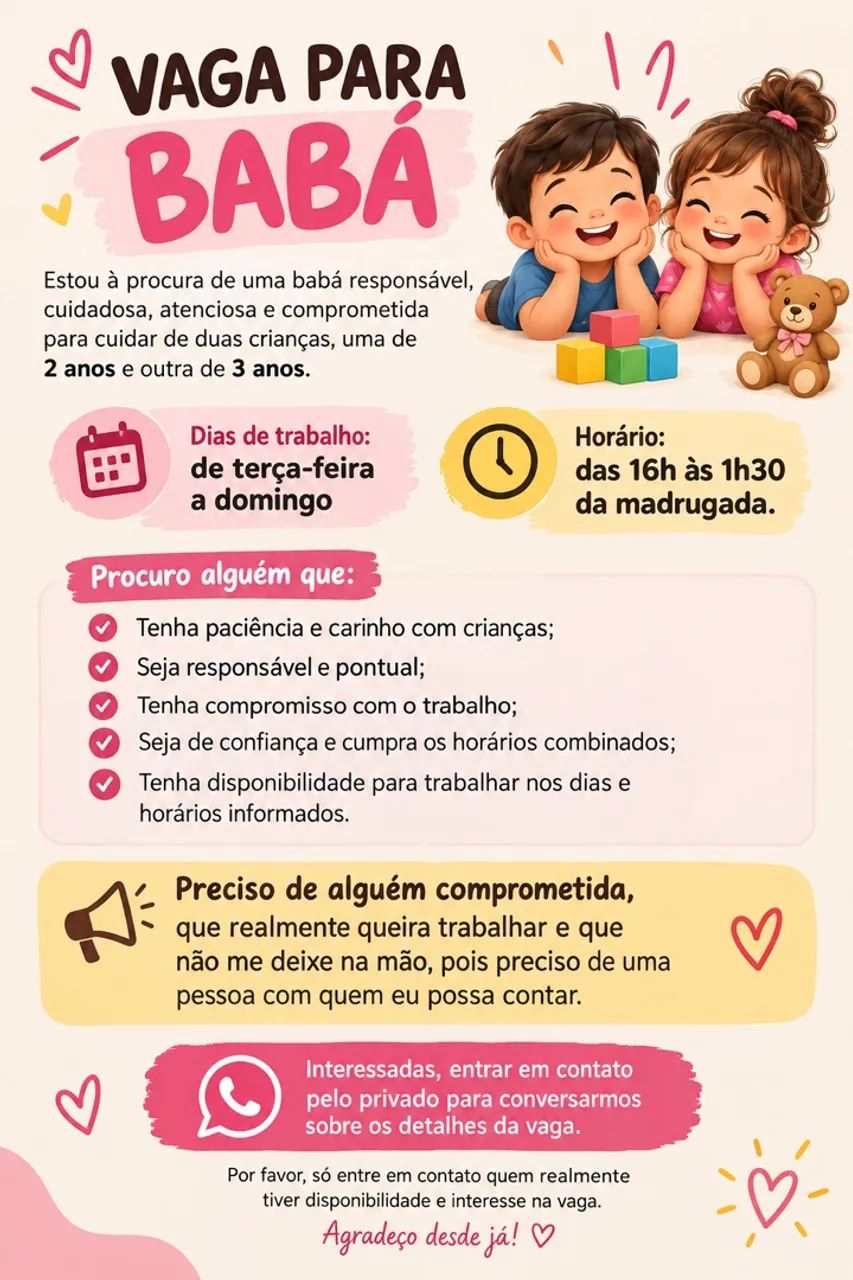 Vaga para babá 