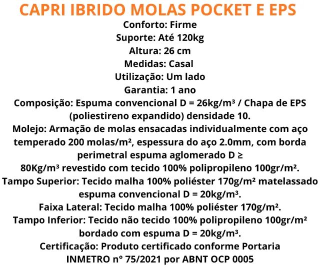 Colchão Casal Capri Ibrido Molas Ensacadas com EPS - Foto 2