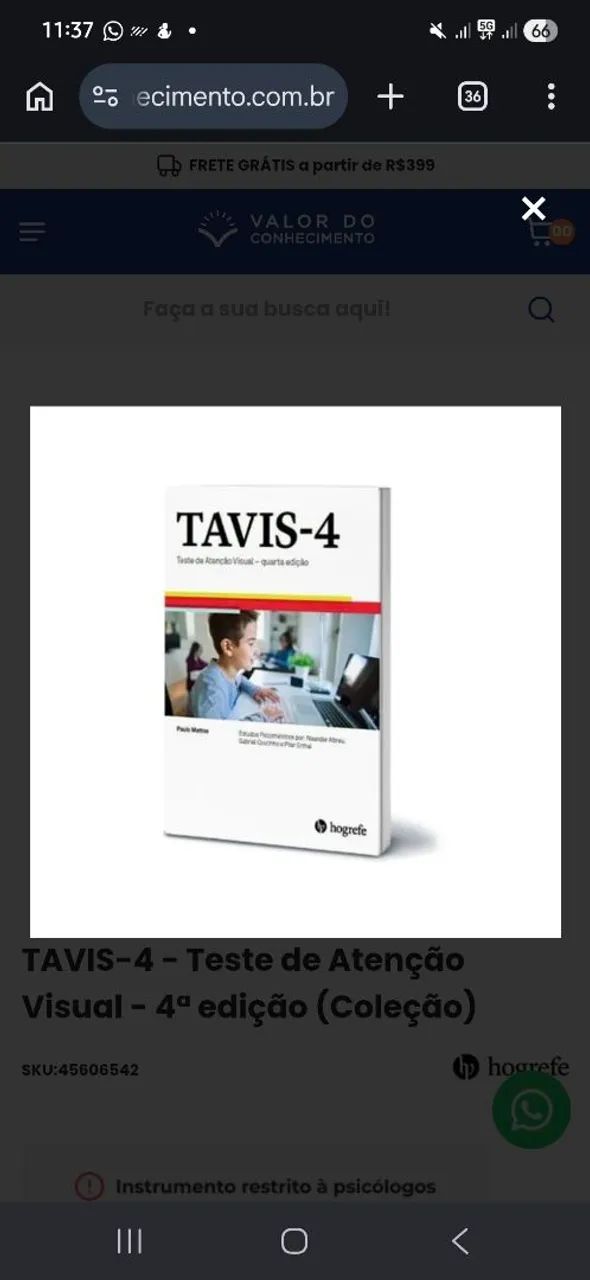 Teste - Travis 4 - Teste de atenção visual