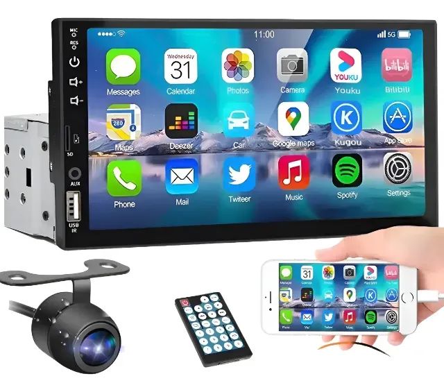 Central Multimídia Espelhamento 1 Din 7 Mp5 Usb Bluetooth
