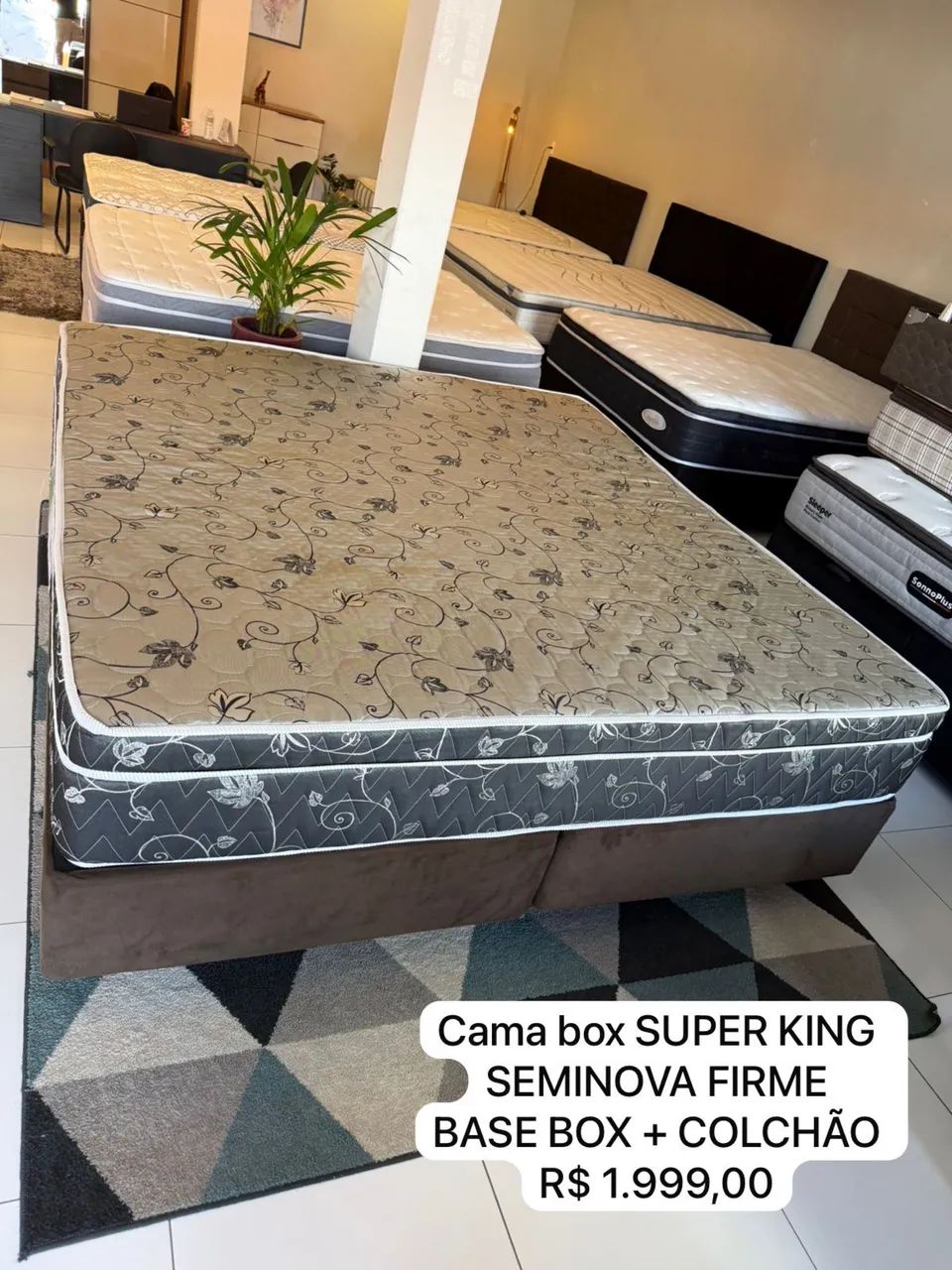 Cama KING SEMINOVA COM COLCHÃO KING - Entrego! 