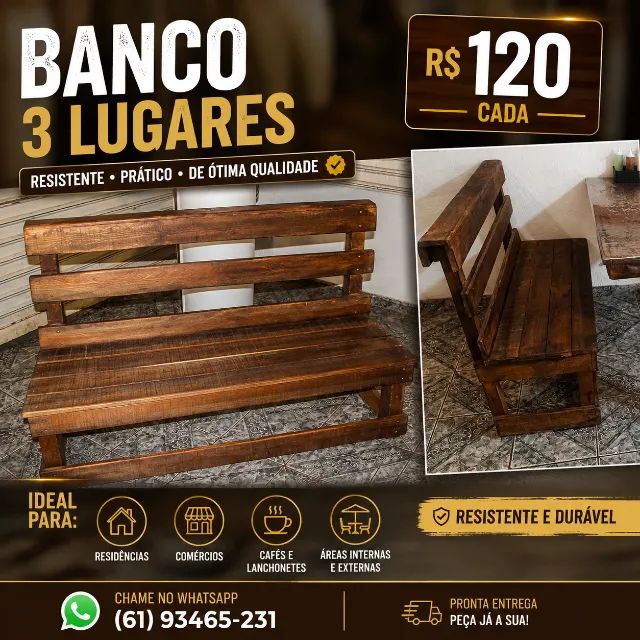 Banco Rústico de madeira 