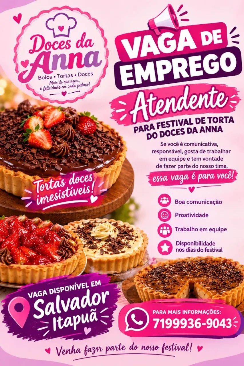 Vaga de emprego atendimento 