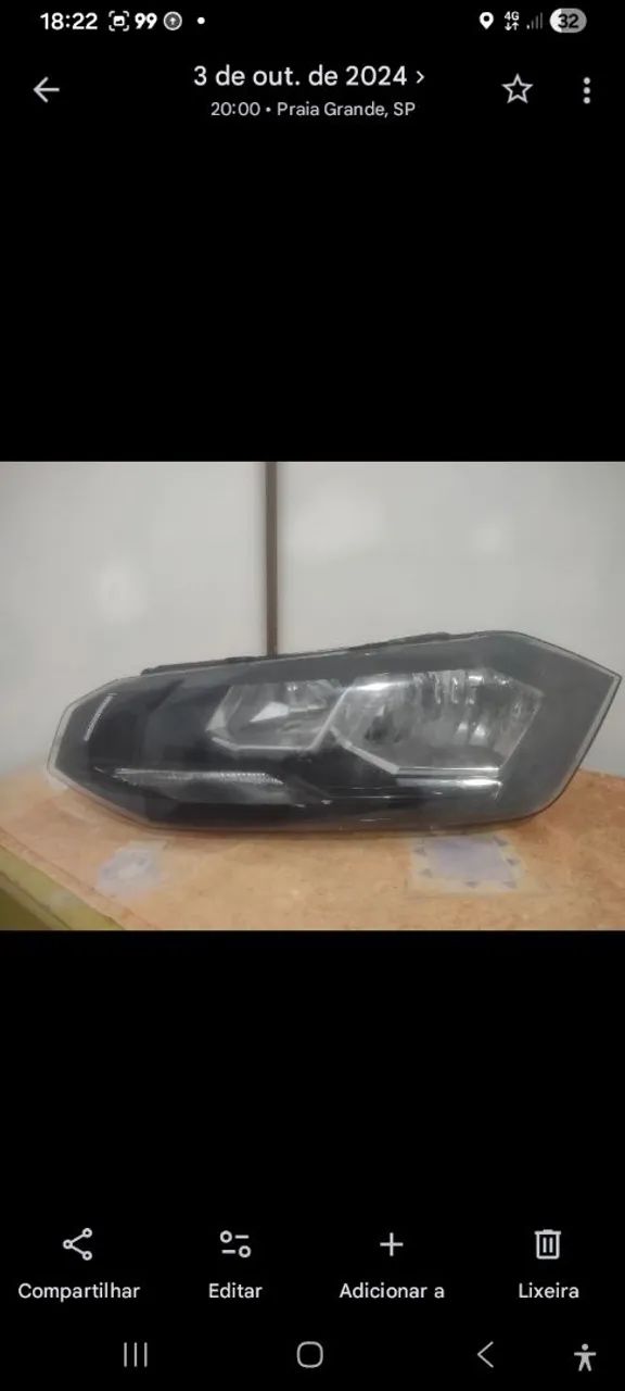 Farol Polo 2019 esquerdo completo com lâmpadas