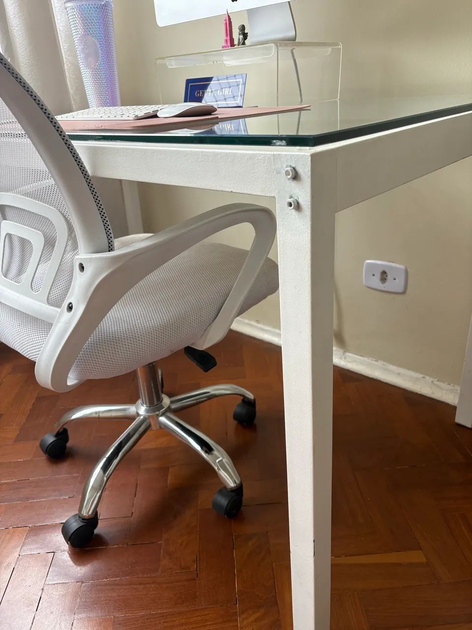 Escrivaninha completa de metal com vidro  - Foto 2