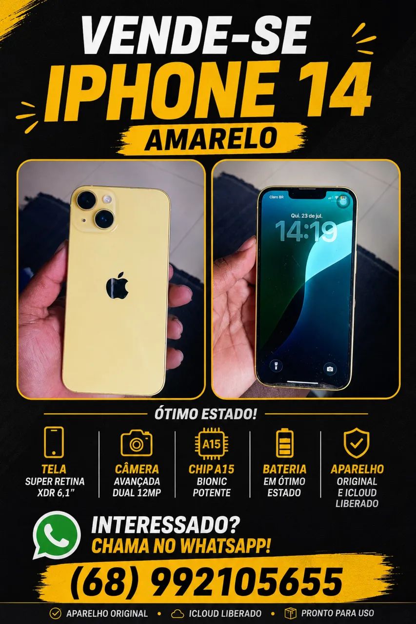  Vende-se iPhone 14 amarelo 