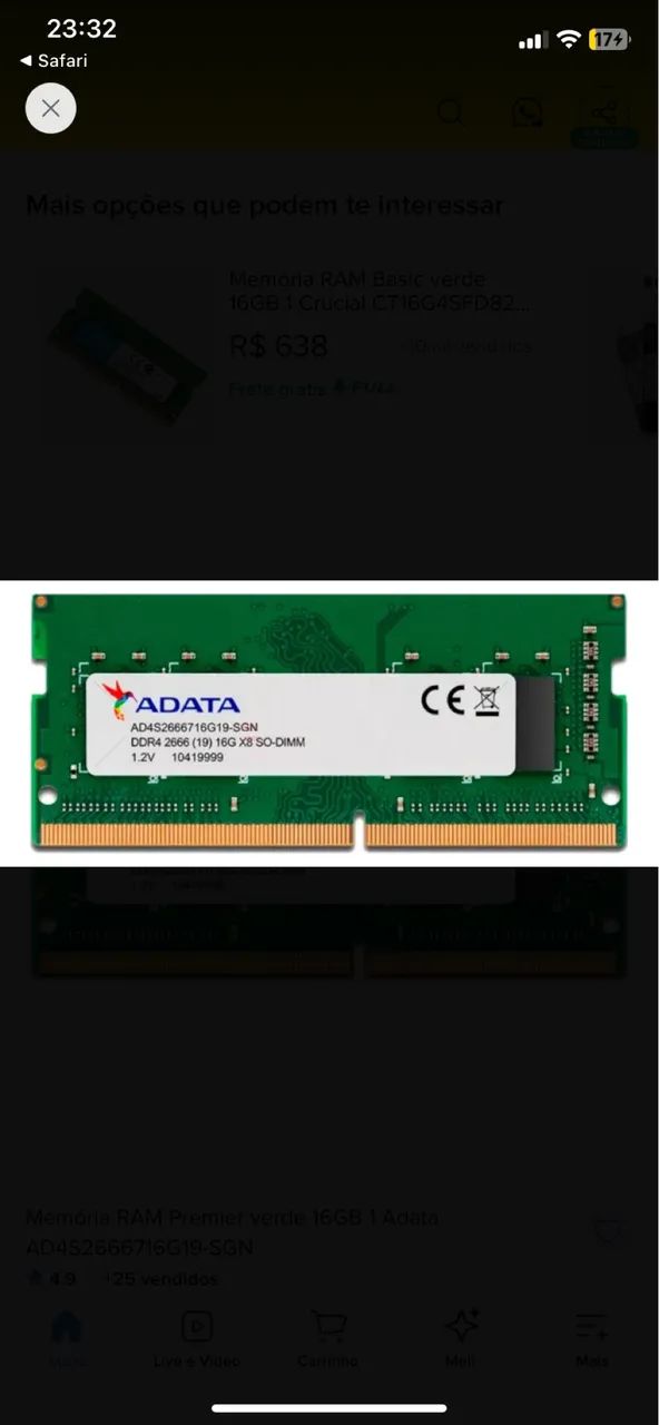 Memória ram notebook 16gb DDR4