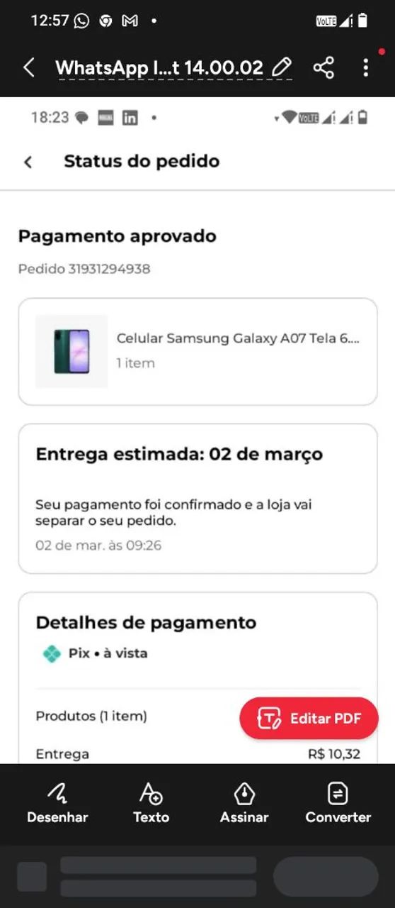 CELULAR SAMSUNG GALAXY A07 VERDE NOVO 