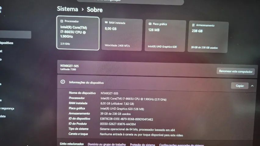 NOTEBOOK DELL, I7 8°, 8GB, BARATO! - Foto 4