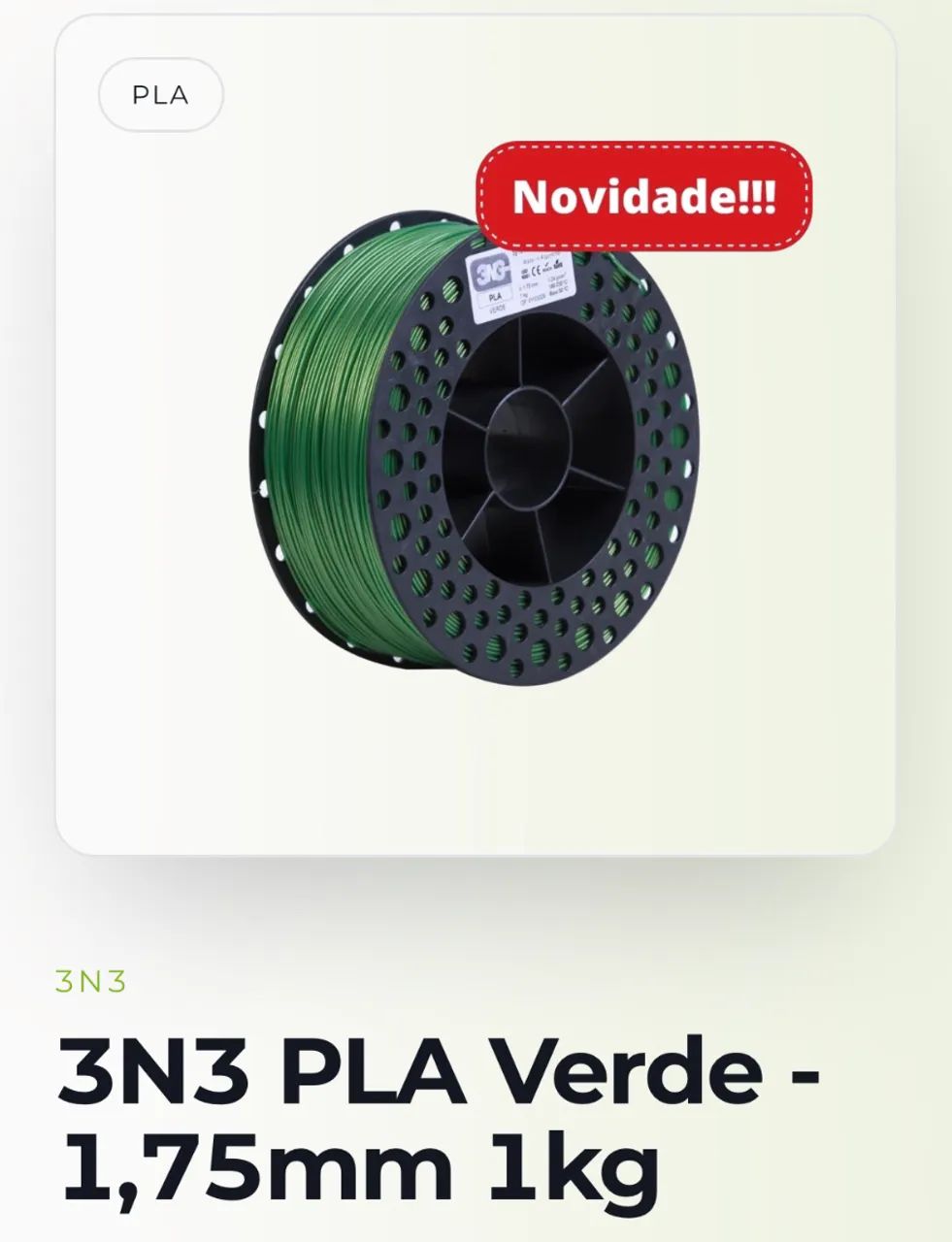 FILAMENTOS IMPRESSÃO 3D 3N3 PLA 1KG DIVERSAS CORES - Foto 3