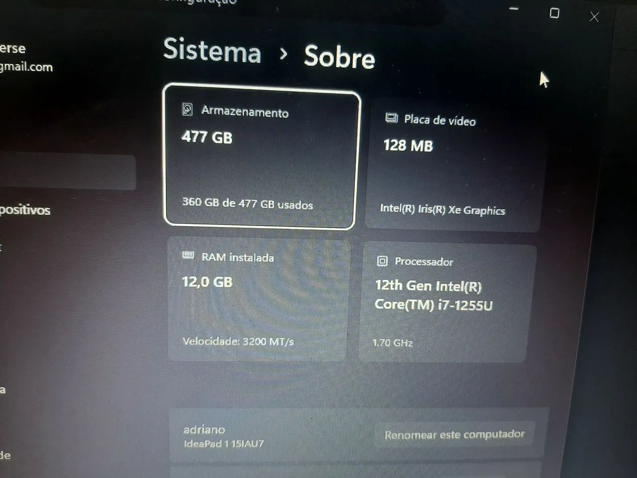 Notebook Lenovo I7 12gb RAM SSD - Foto 4
