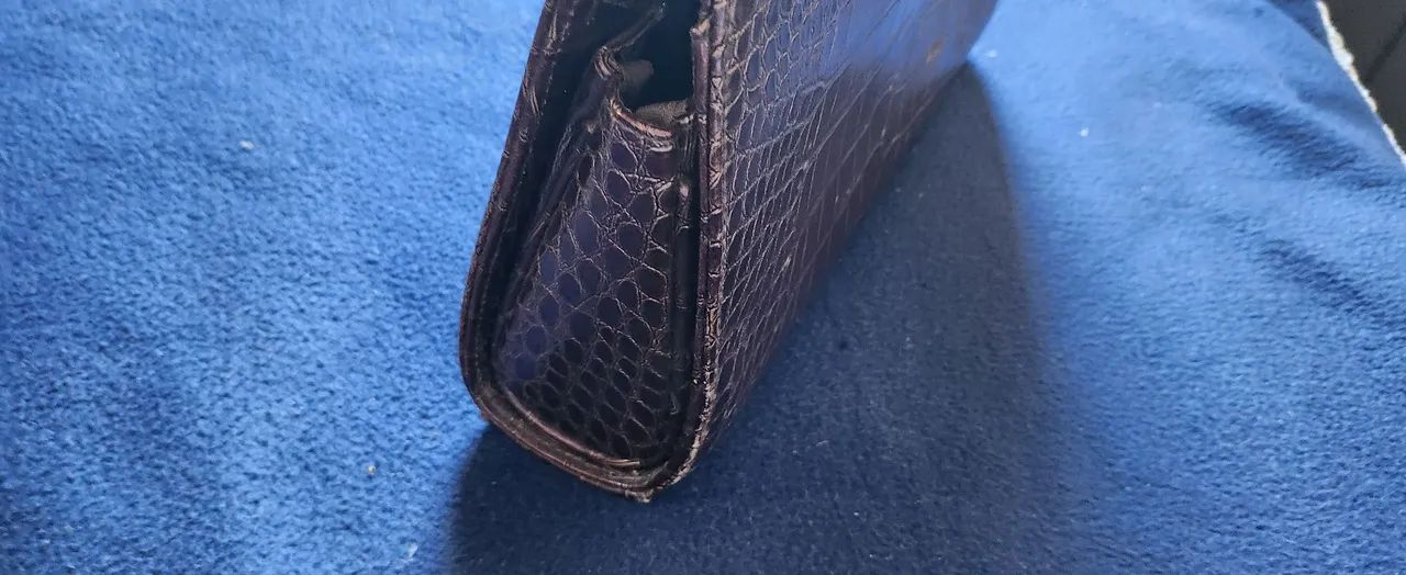 bolsa de mão couro de jacaré marrom - Foto 3